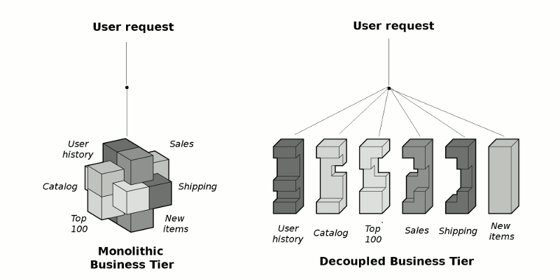 Monolithic and decoupled business tier